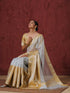 Silver Tissue Yellow Handloom Border Silk Saree with Blouse Fabric